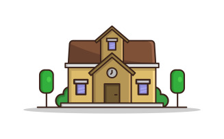 School illustrated in vector on a white background