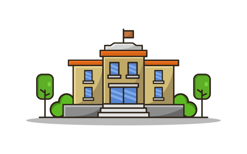 School illustrated in vector on background Vector Graphic