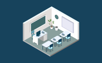 School room illustrated in vector on background
