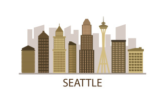 Seattle skyline illustrated in vector on a background