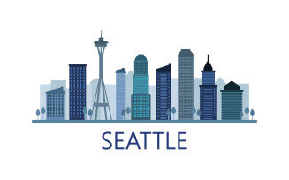 Seattle skyline illustrated in vector on background