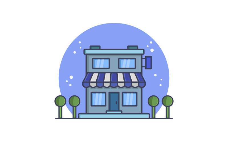 Shop illustrated in vector on a background Vector Graphic
