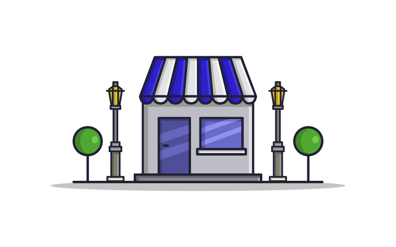 Shop illustrated in vector on background Vector Graphic