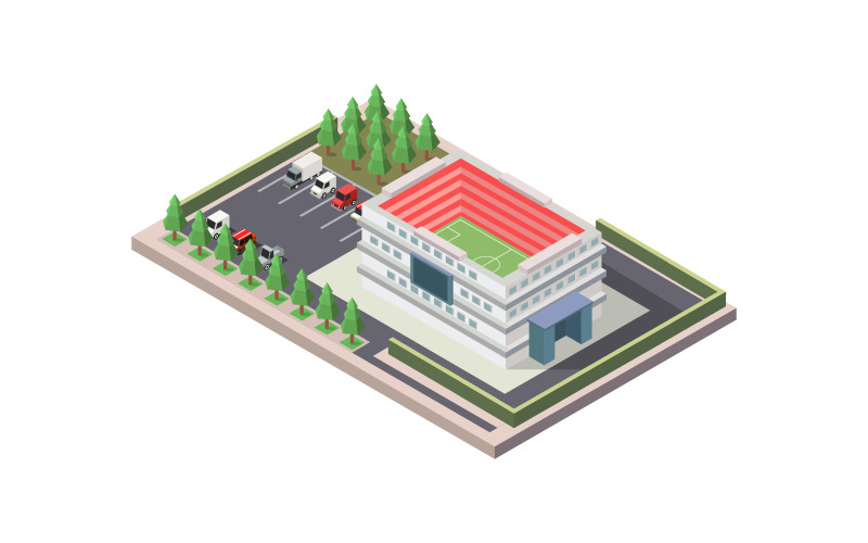 Stadium isometric illustrated in vector on background Vector Graphic