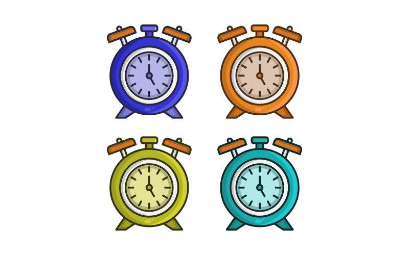 Alarm clock colored in vector on a background Vector Graphic