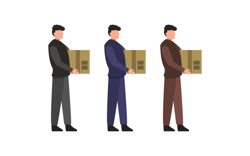 Man holds box illustrated in vector on a background Vector Graphic