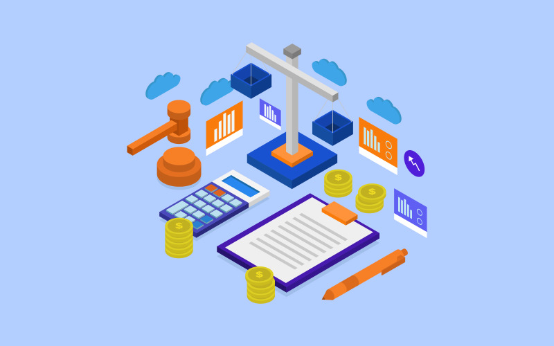 Tax consultant isometric in vector on background Vector Graphic