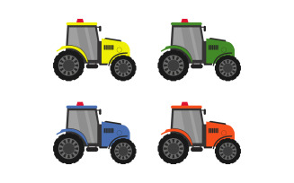 Tractor illustrated and colored in vector on a white background