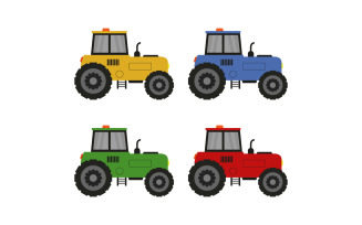 Tractor illustrated and colored in vector on background