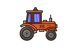 Tractor illustrated in vector on a white background