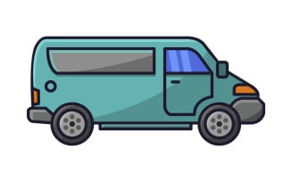 Van illustrated in vector on background