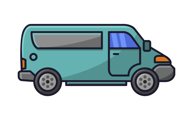 Van illustrated in vector on background Vector Graphic
