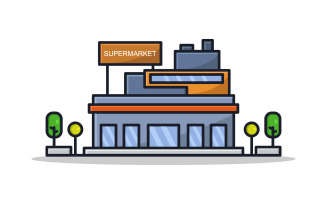 Vector supermarket on a background