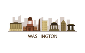 Washington skyline illustrated in vector on a background