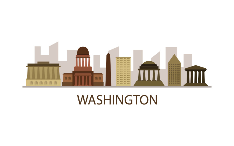 Washington skyline illustrated in vector on a background Vector Graphic