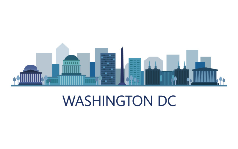 Washington skyline illustrated in vector on background Vector Graphic