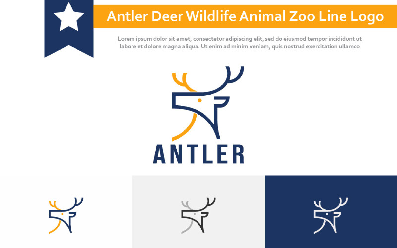 Antler Deer Wildlife Animal Zoo Line Logo Logo Template