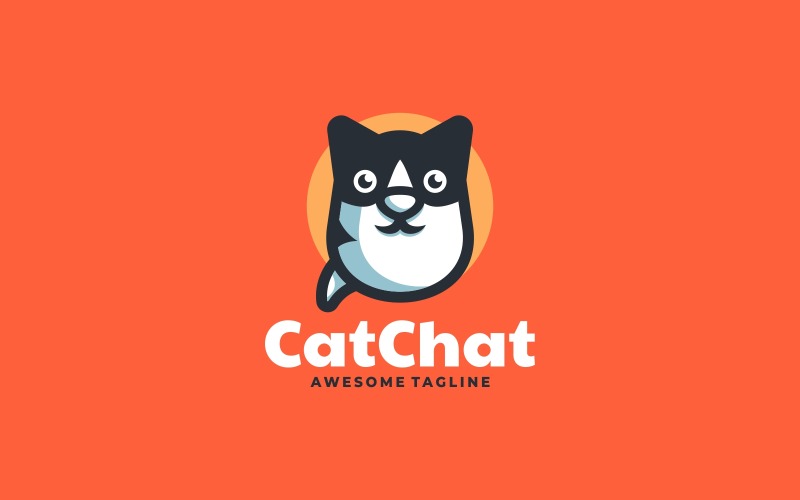 Cat Chat Simple Mascot Logo Logo Template