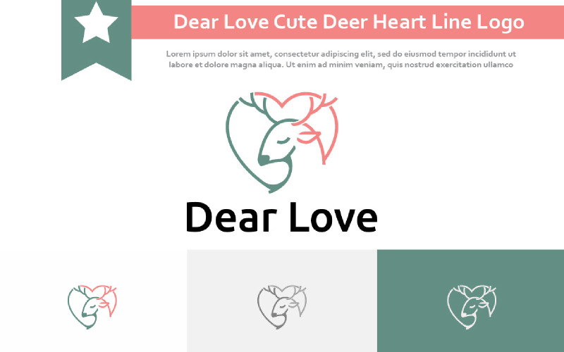 Dear Love Cute Beautiful Deer Heart Line Logo Logo Template