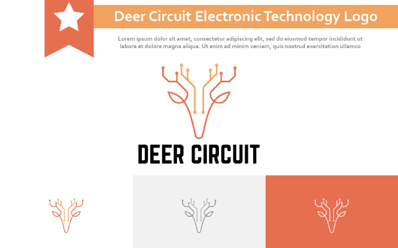 Deer Circuit Animal Electronic Computer Technology Monoline Logo Logo Template