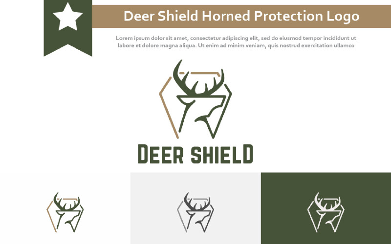 Deer Shield Strong Horned Animal Wildlife Nature Protection Logo Logo Template