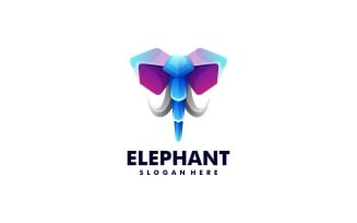 Elephant Head Gradient Logo Template