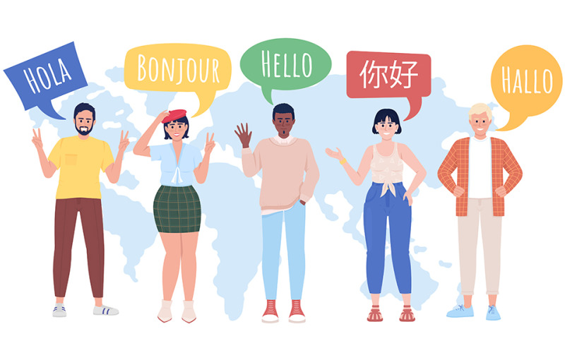 Multilingual community illustration Illustration