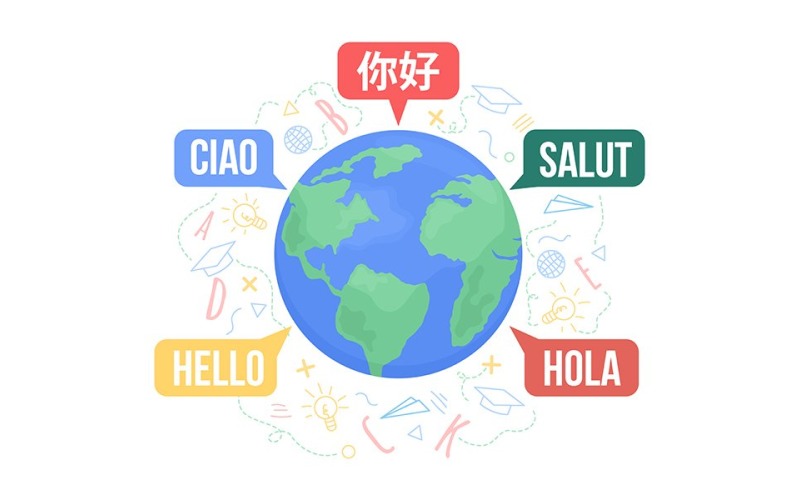 Multilingual world illustration Illustration