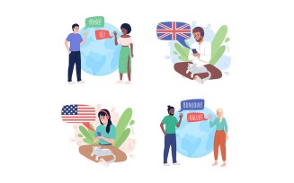 Tandem language learning illustration set