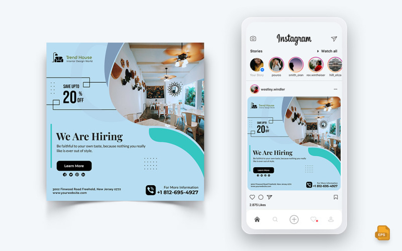 Interior Design and Furniture Social Media Instagram Post Design-42