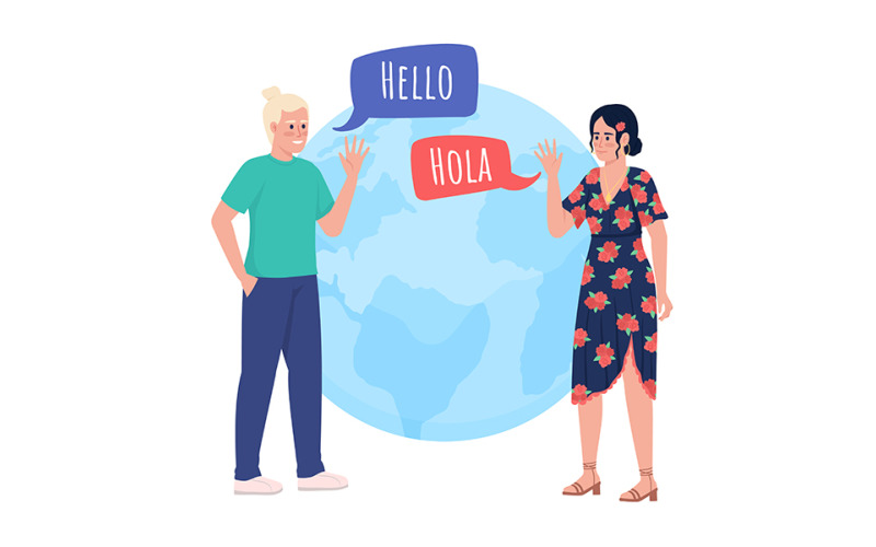 Language partnership illustration Illustration