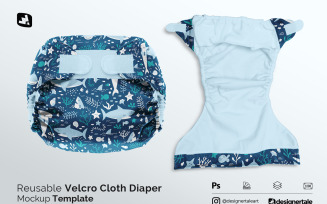 Reusable Velcro Cloth Diaper Mockup