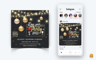 NewYear Party Night Celebration Social Media Instagram Post Design Template-14