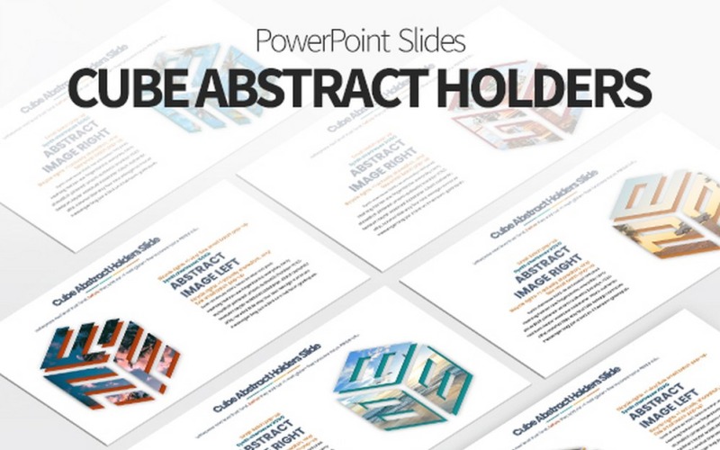 Abstract Cube Image Holders - PowerPoint PowerPoint Template