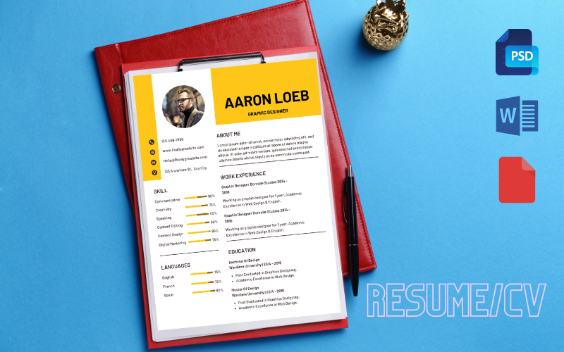 White and Yellow Modern Professional Resume Resume Template