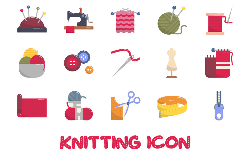 Knitting Iconset Template Icon Set