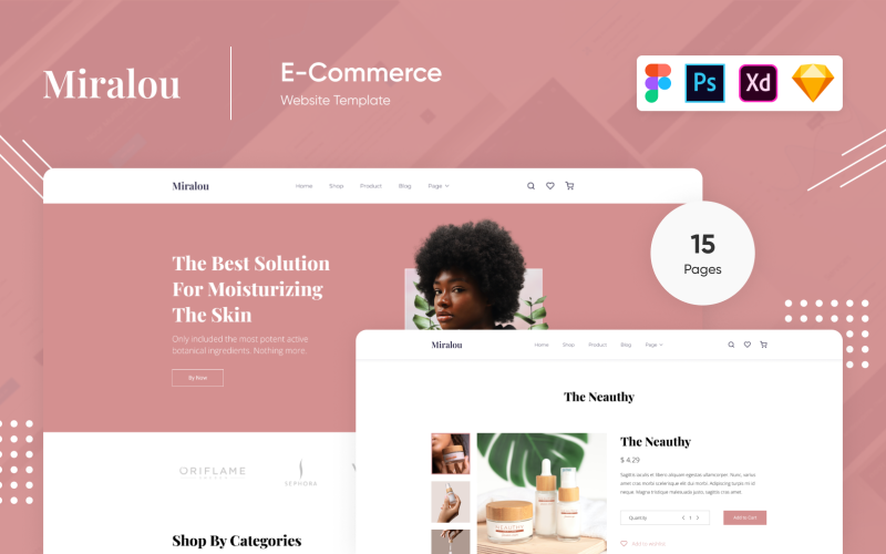 Miralou Four - Cosmetic Store eCommerce Theme Figma PSD PSD Template