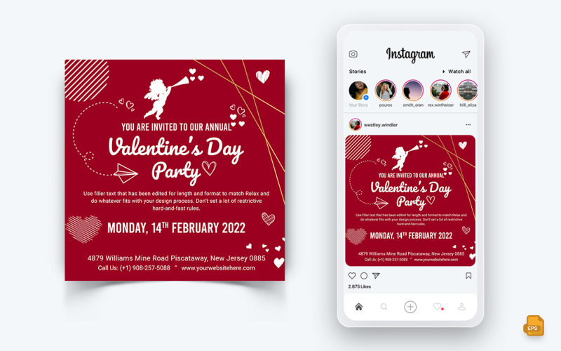 Valentines Day Party Social Media Instagram Post Design-14