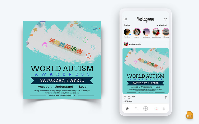World Autism Awareness Day Social Media Instagram Post Design-10