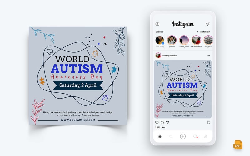World Autism Awareness Day Social Media Instagram Post Design-11