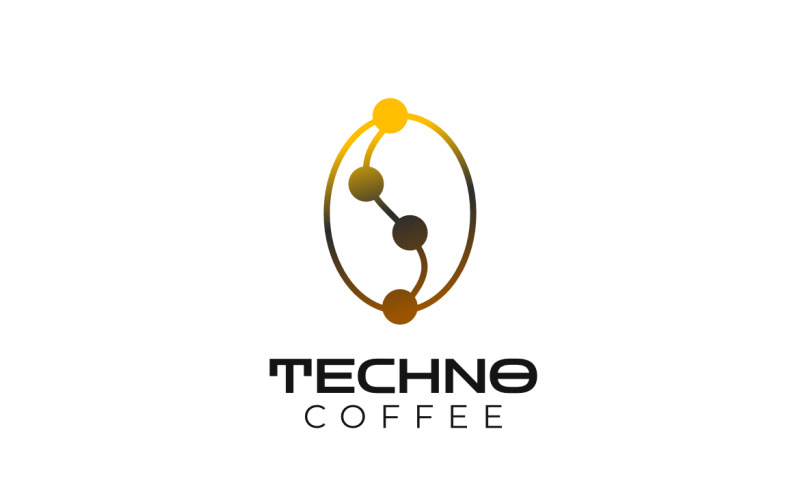 Techno Coffee Tech Gradient Logo Logo Template