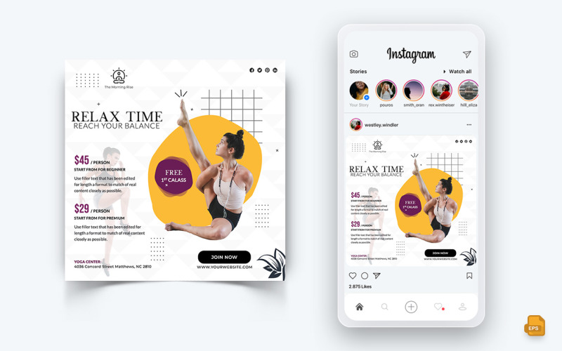 Yoga and Meditation Social Media Instagram Post Design-38