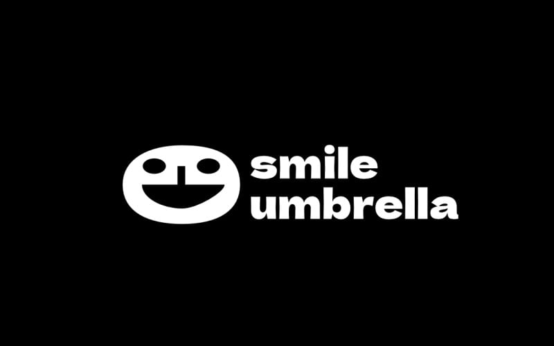 Face Umbrella Smile Negative Logo Logo Template