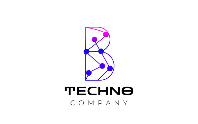 Letter B Tech Connect Dot Logo Logo Template