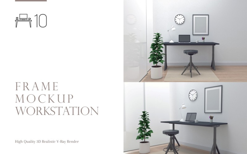 Workstation Frame & Screen Mockup Set-10 Product Mockup
