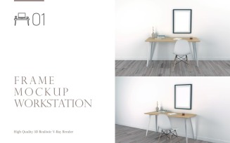 Workstation Frame Mockup, Workplace Study Table Set-01
