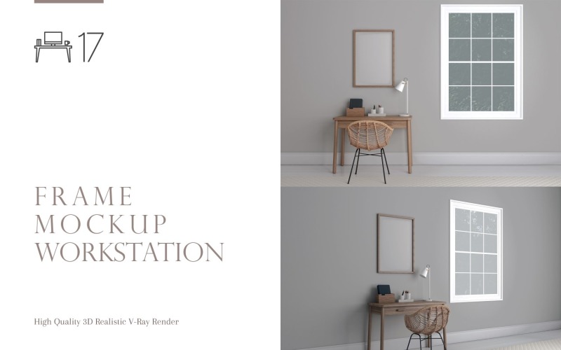 Workstation Frame Mockup, Workplace Study Table Set-17 Product Mockup