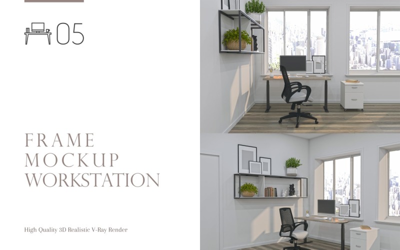 Workstation Frames & Screen Mockup Set-5 Product Mockup