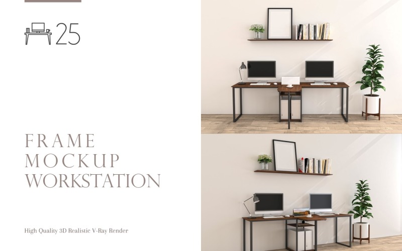 Workstation Frame & Screen Mockup Set-25 Product Mockup