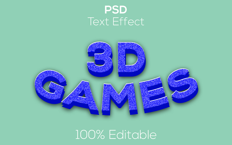 3D Games | Modern 3d Games Psd Text Effect in blue color. Illustration